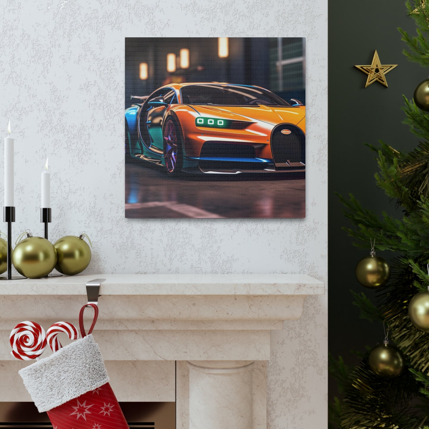 Canvas Gallery Wraps Hyper Bugatti Neon Chiron 1