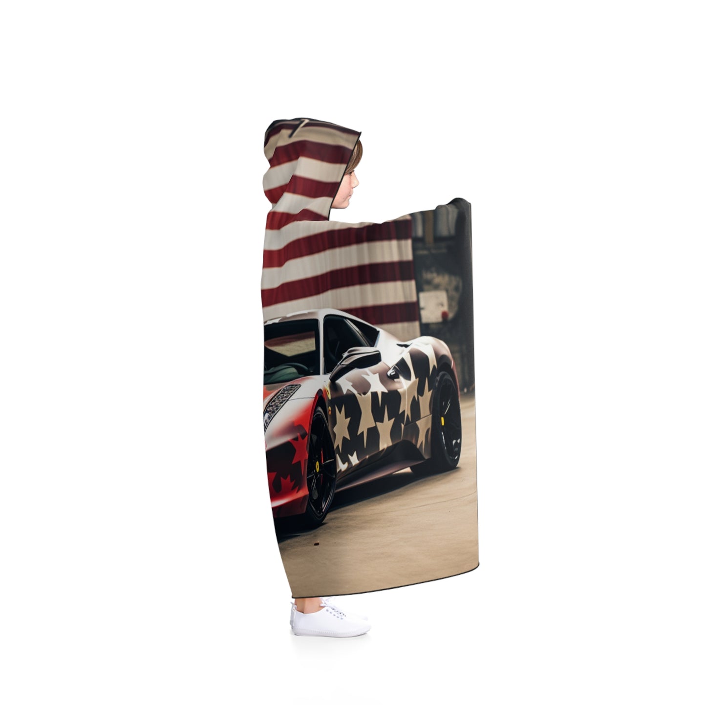 Hooded Blanket American Flag Farrari 1