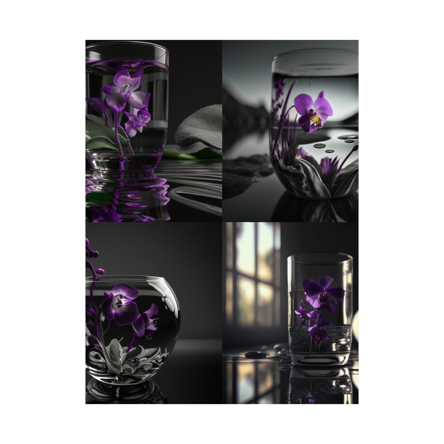 Premium Matte Vertical Posters Purple Orchid Glass vase 5