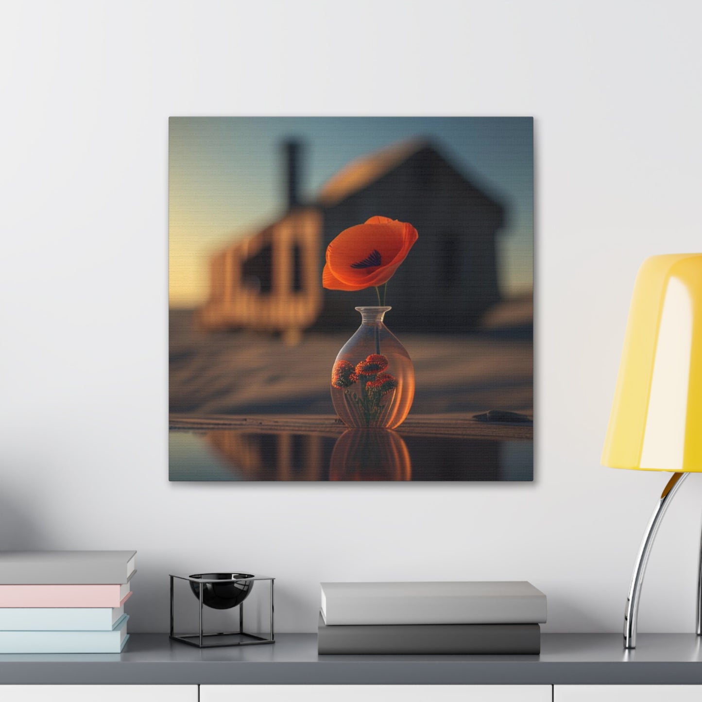 Canvas Gallery Wraps Orange Poppy in a Vase 3