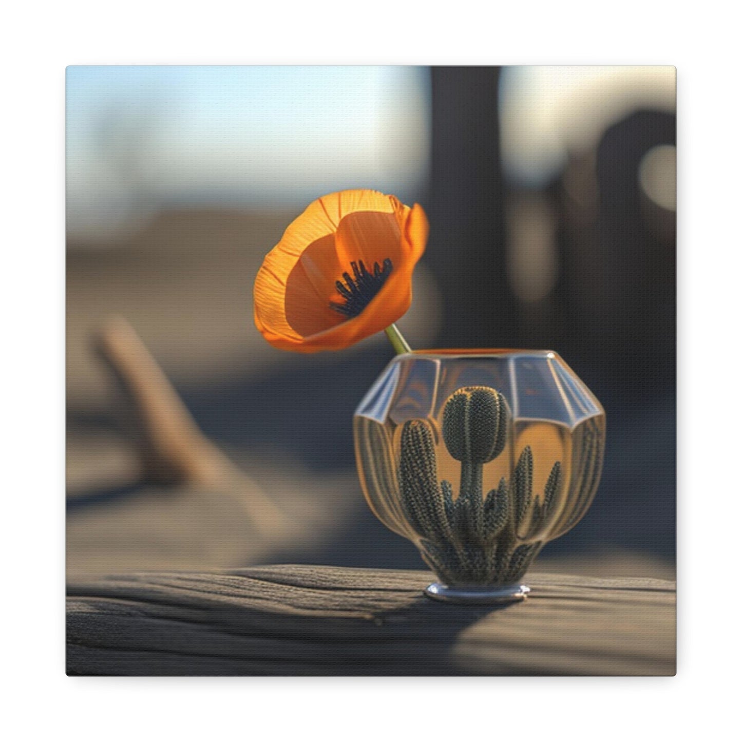 Canvas Gallery Wraps Orange Poppy in a Vase 2