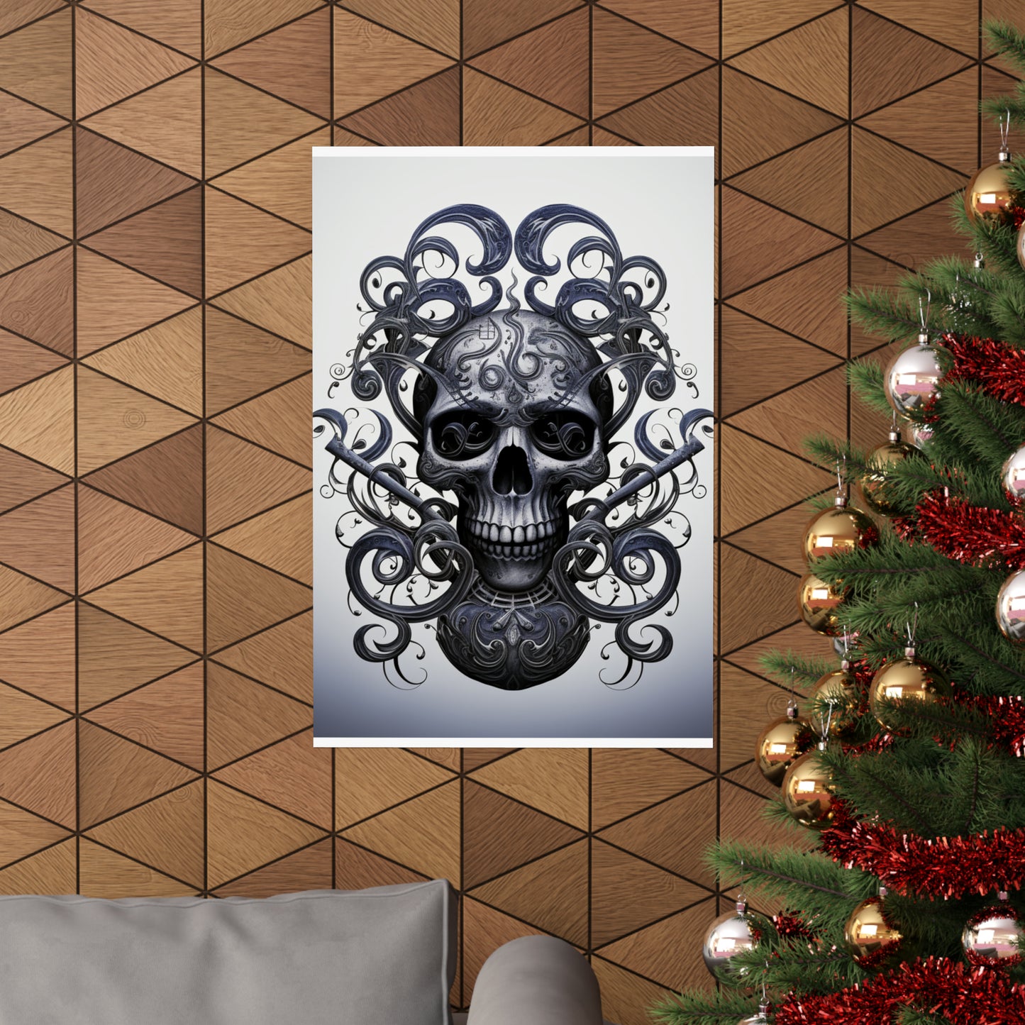 Premium Matte Vertical Posters Skull Treble Clef 1