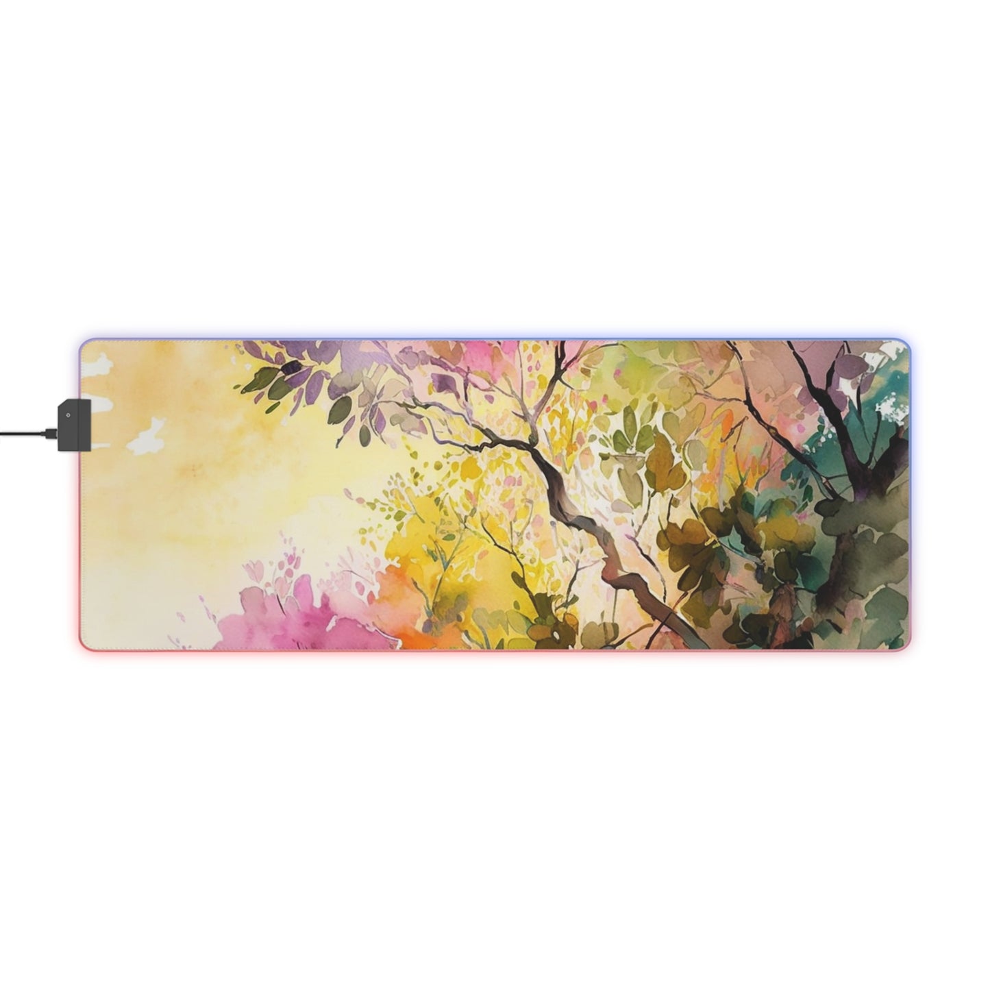 LED Gaming Mouse Pad Mother Nature Bright Spring Colors Realistic Watercolor 2