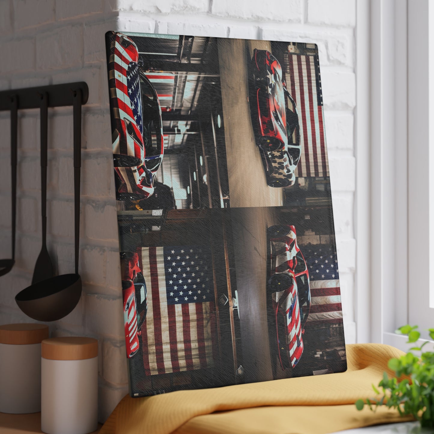 Glass Cutting Board American Flag Farrari 5