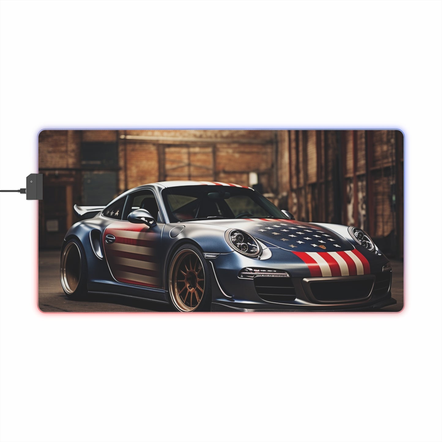 LED Gaming Mouse Pad American Flag Porsche 1