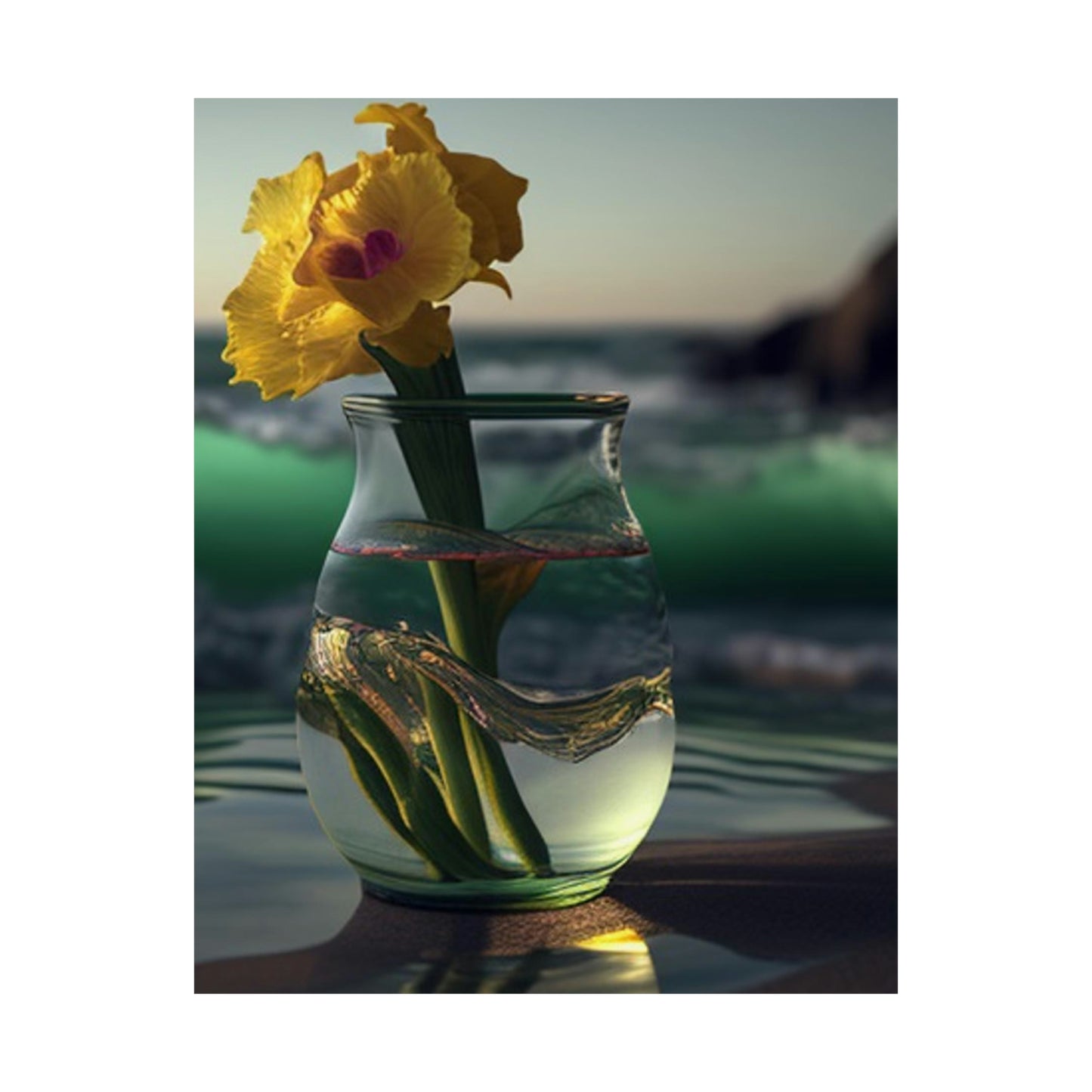 Premium Matte Vertical Posters Yellow Gladiolus glass 1