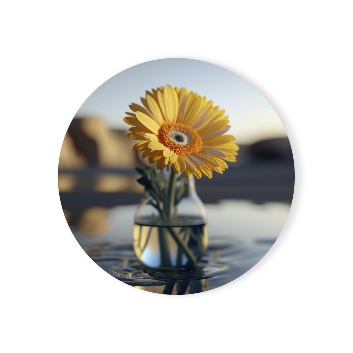 Cork Back Coaster yello Gerbera glass 4