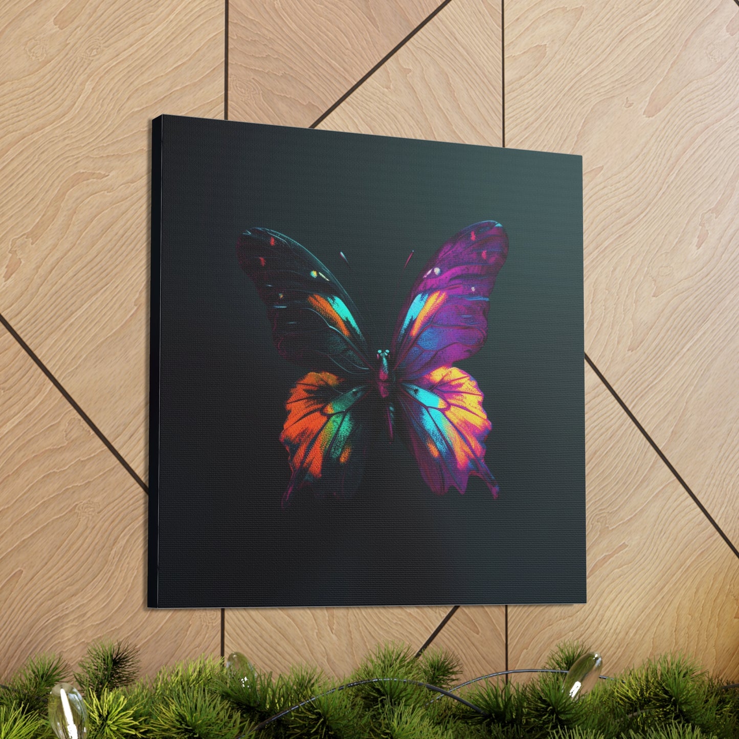 Canvas Gallery Wraps Hyper Colorful Butterfly Purple 3