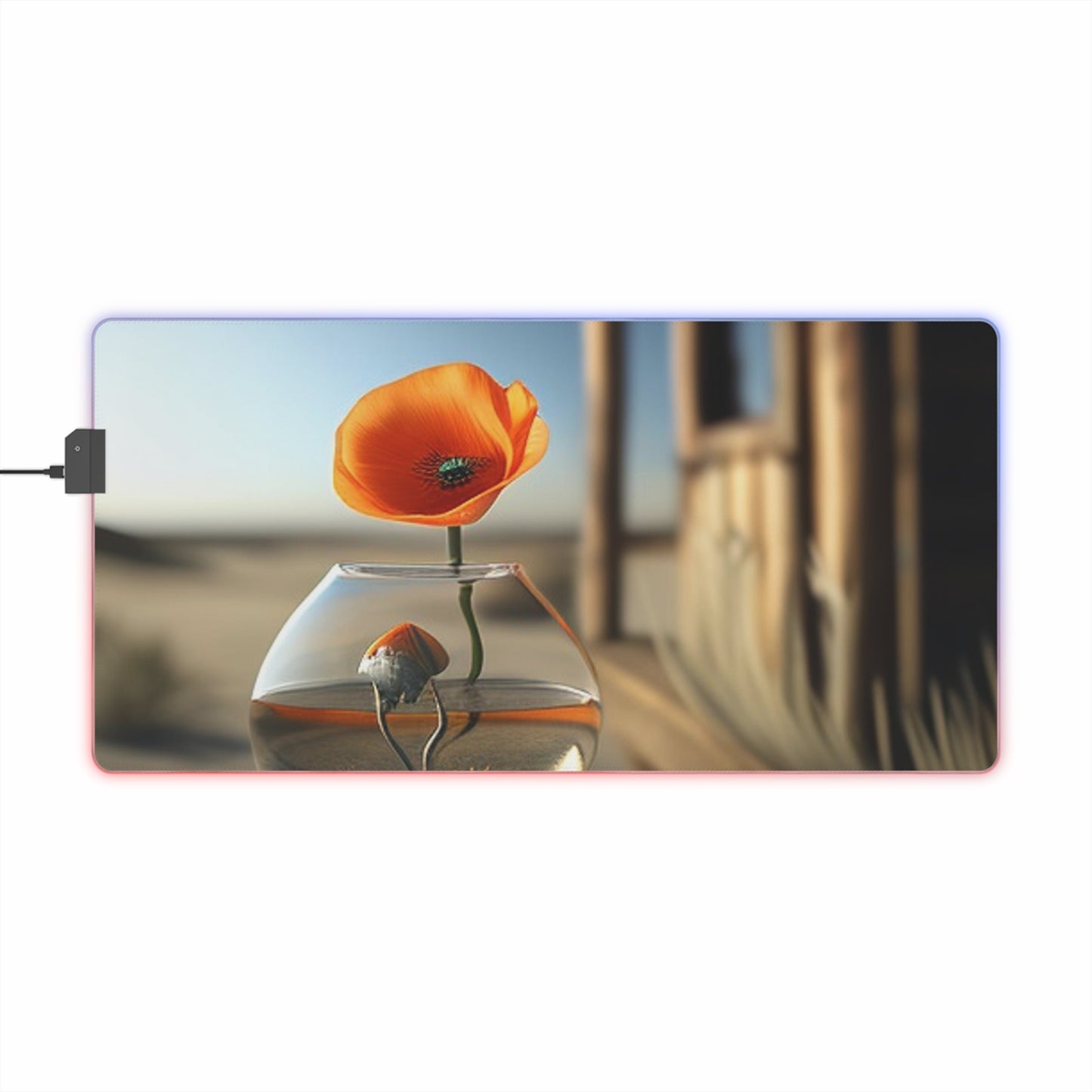 LED Gaming Mouse Pad Orange Poppy in a Vase 1