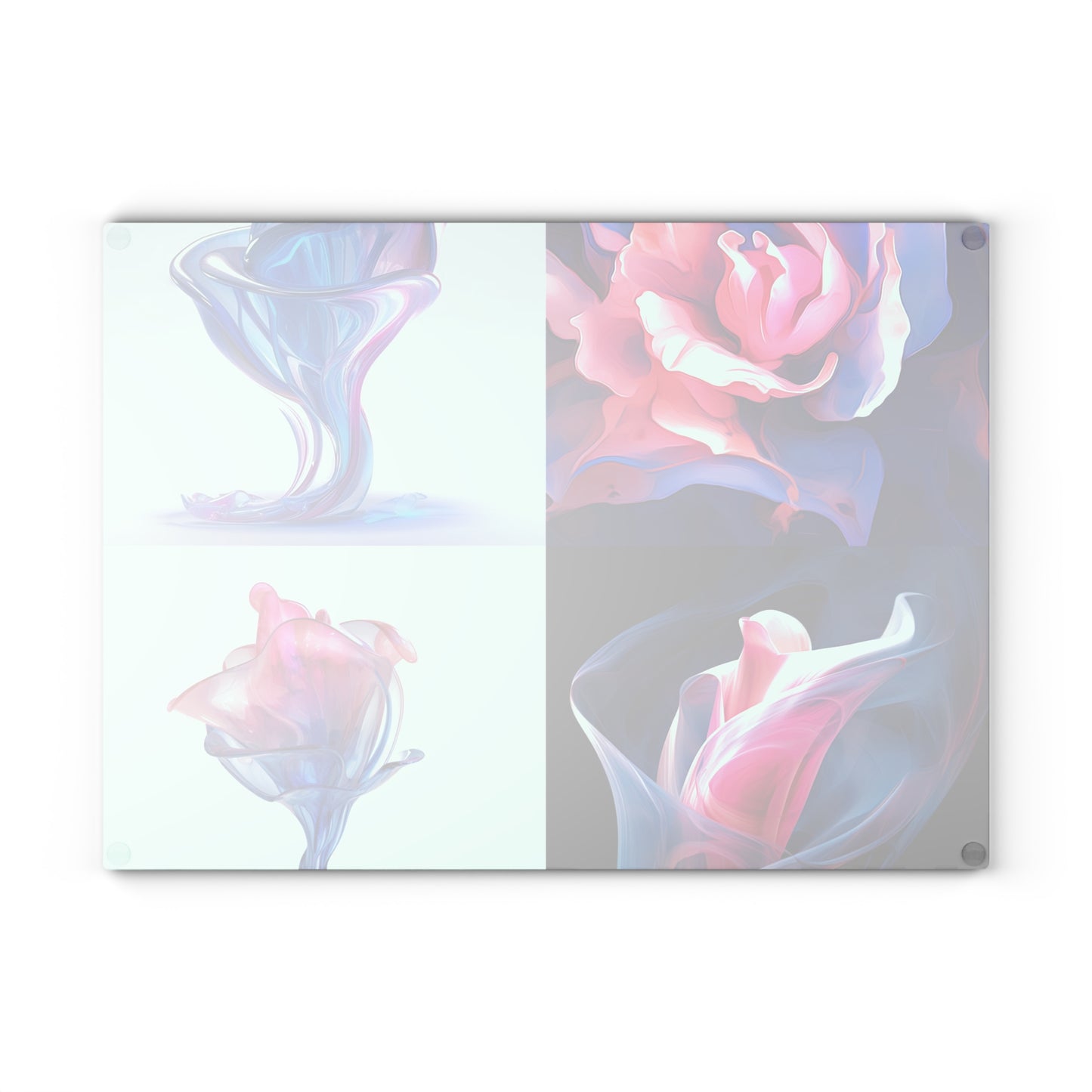 Glass Cutting Board Pink & Blue Tulip Rose 5
