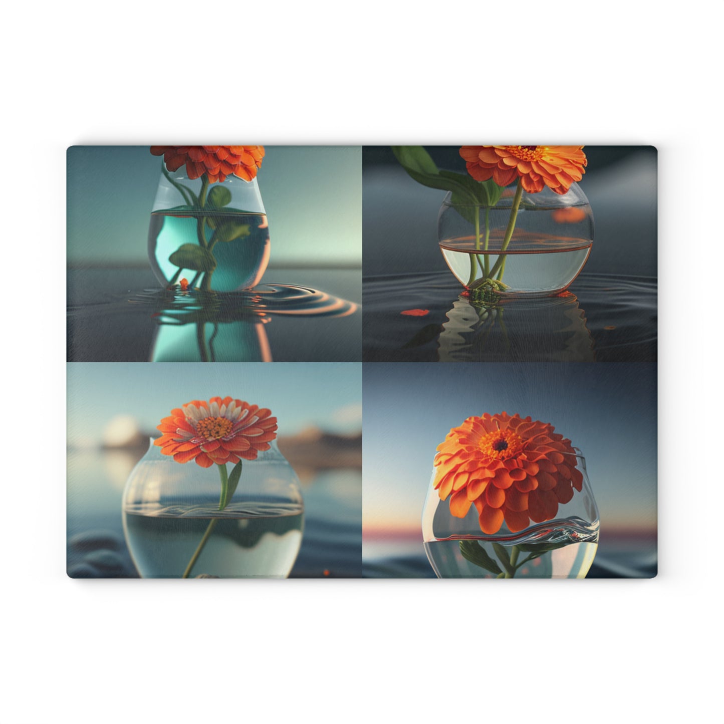 Glass Cutting Board Orange Zinnia 5