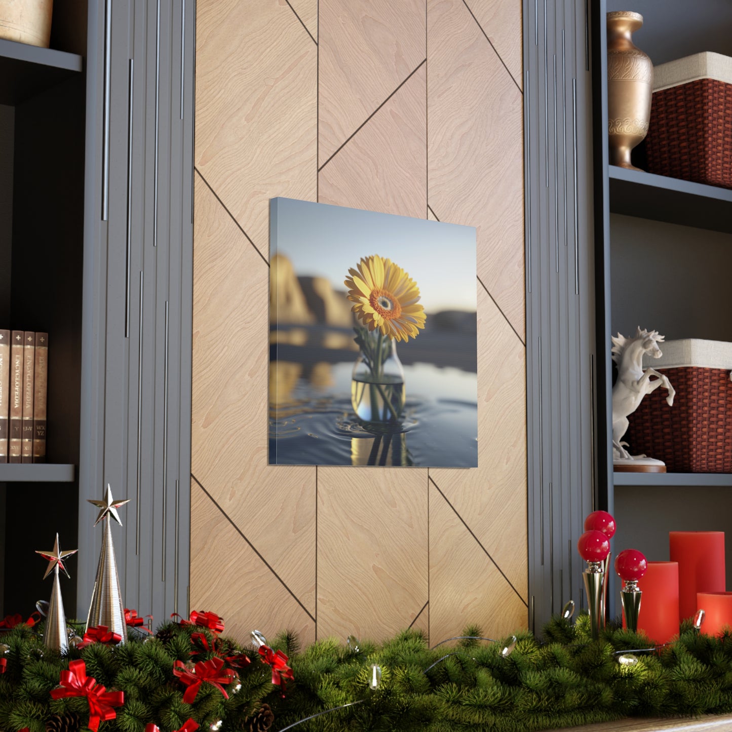Canvas Gallery Wraps yello Gerbera glass 4