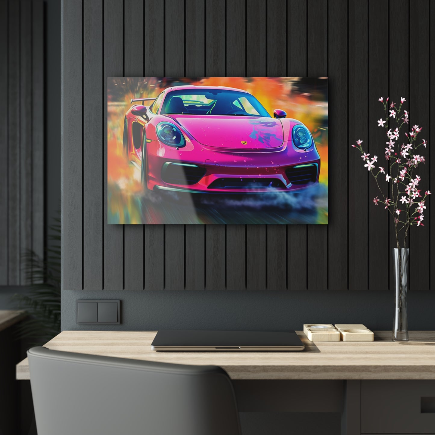 Acrylic Prints Pink Porsche water fusion 4