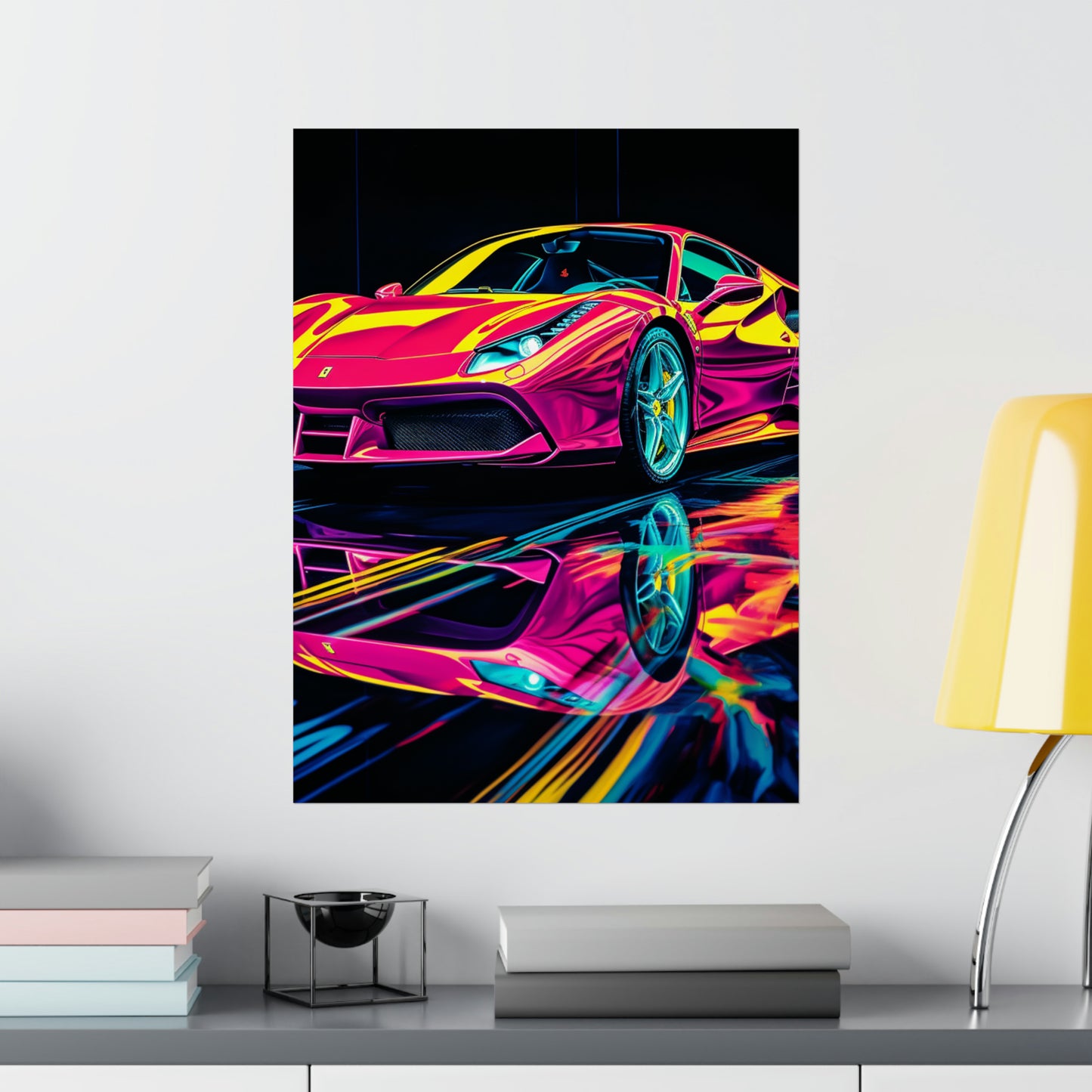 Premium Matte Vertical Posters Pink Ferrari Macro 1