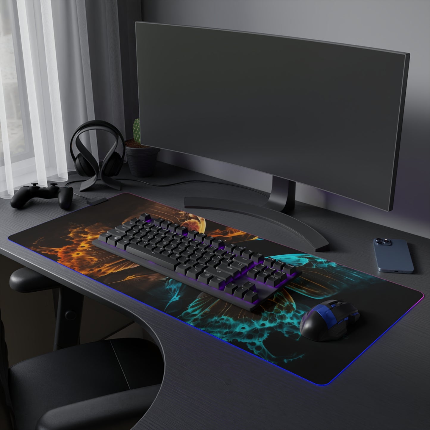 LED Gaming Mouse Pad Kiss Neon Butterfly 10