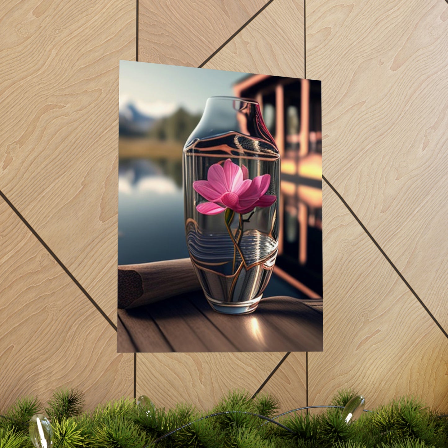 Premium Matte Vertical Posters Magnolia in a Glass vase 3