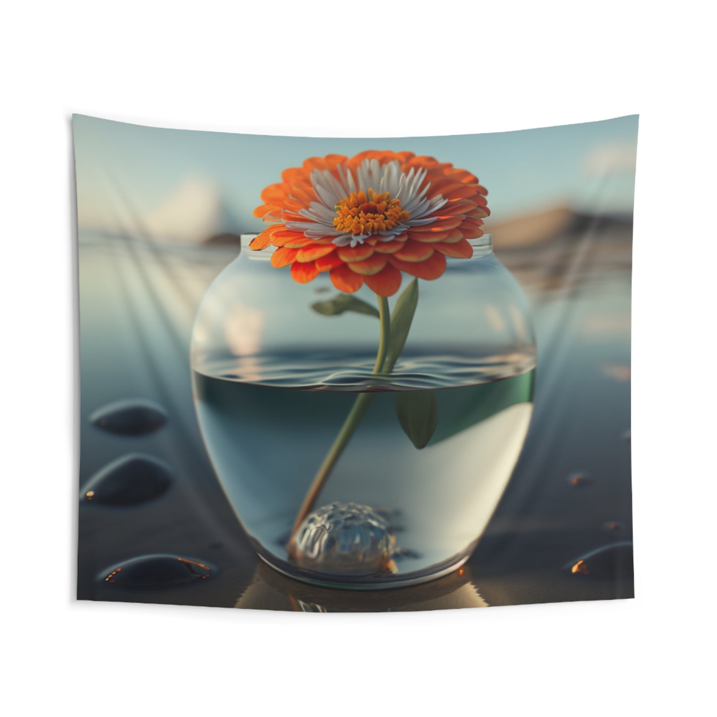 Indoor Wall Tapestries Orange Zinnia 3