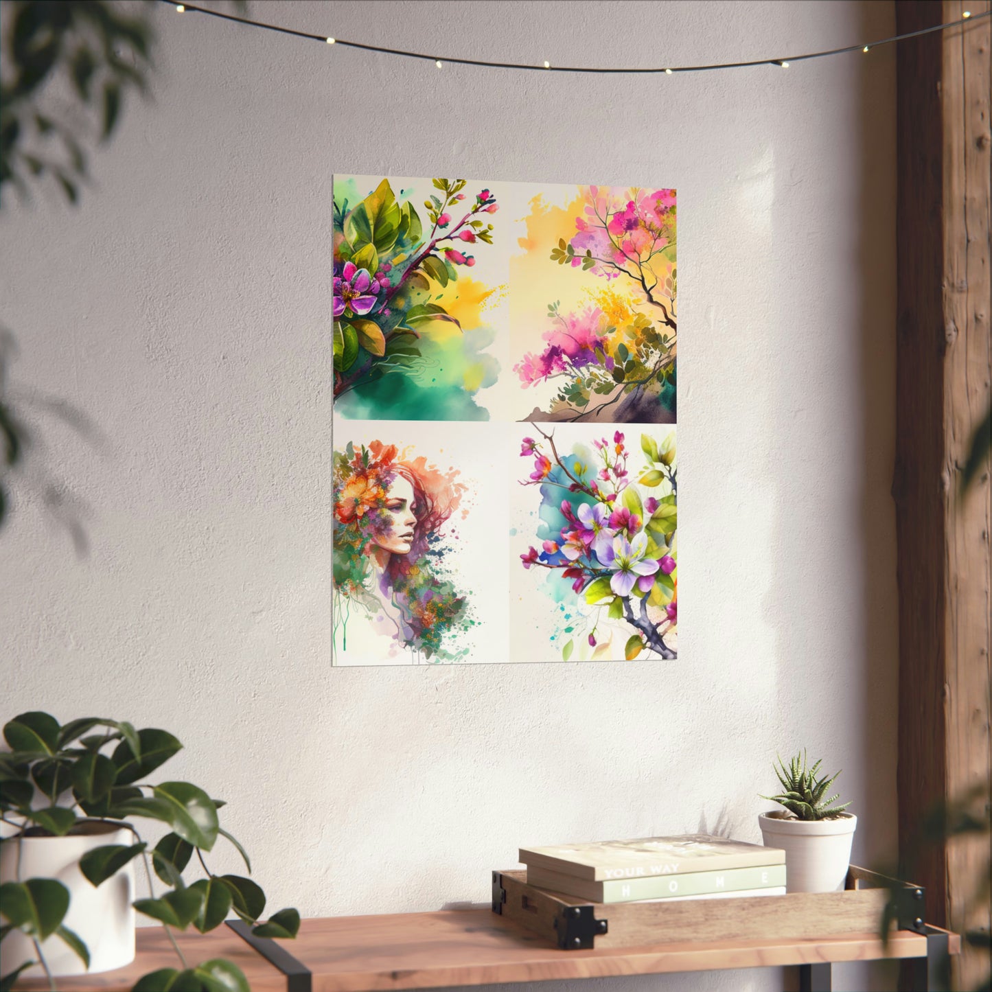 Premium Matte Vertical Posters Mother Nature Bright Spring Colors Realistic Watercolor 5