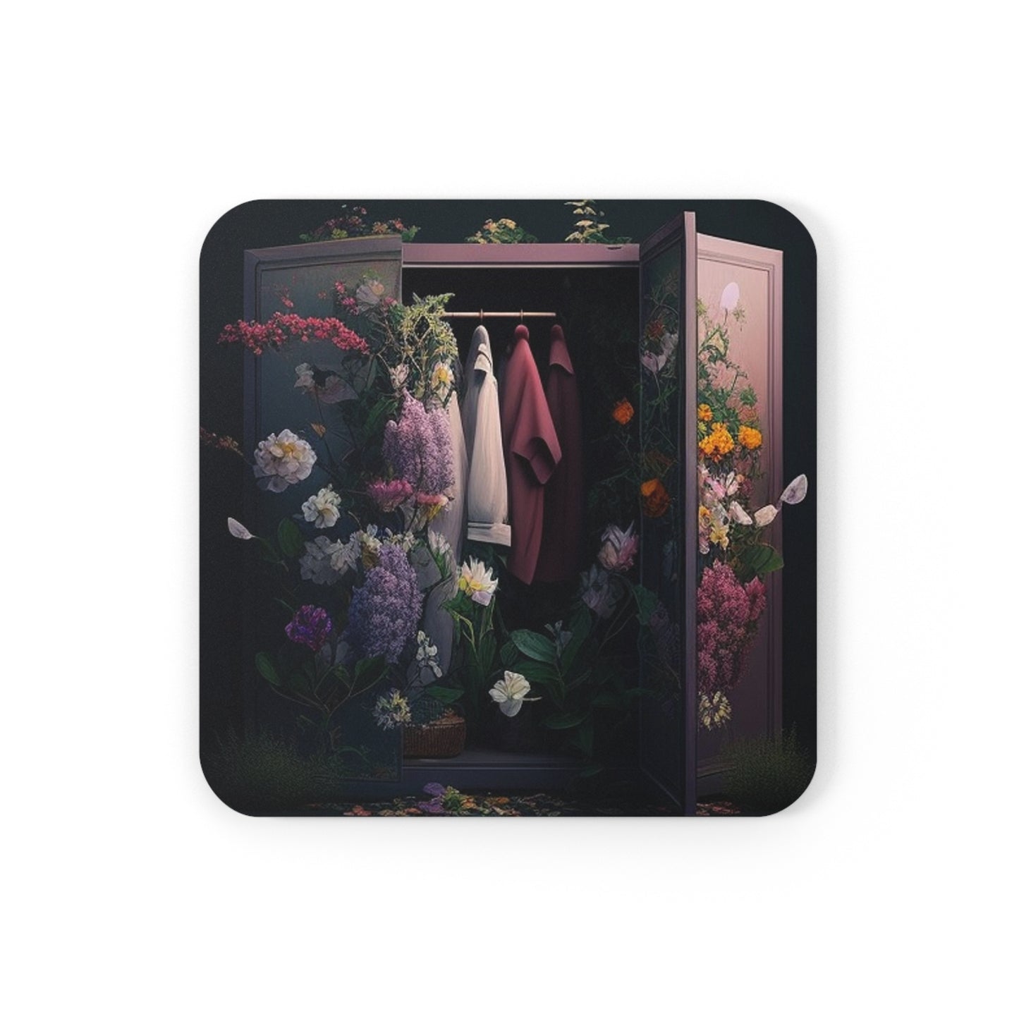 Cork Back Coaster A Wardrobe Surrounded by Flowers 2