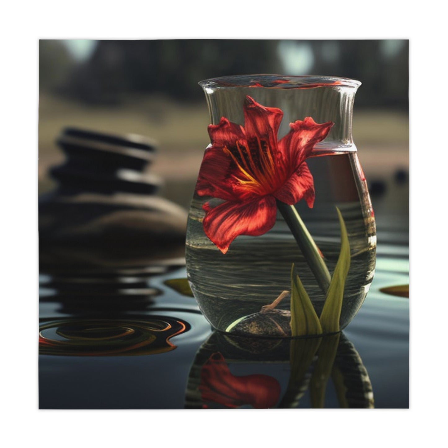 Tablecloth Red Lily in a Glass vase 4