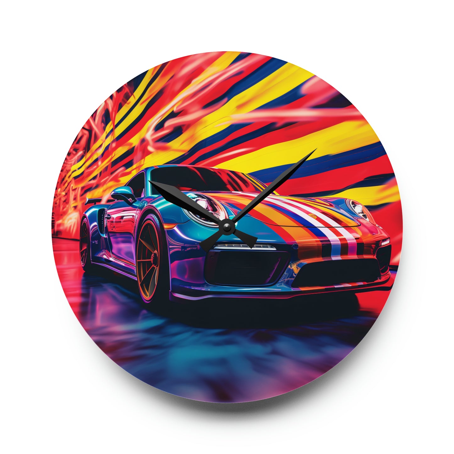 Acrylic Wall Clock Macro American Flag Porsche 2