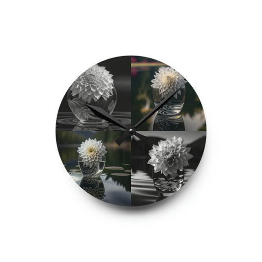 Acrylic Wall Clock White Dahlia 5