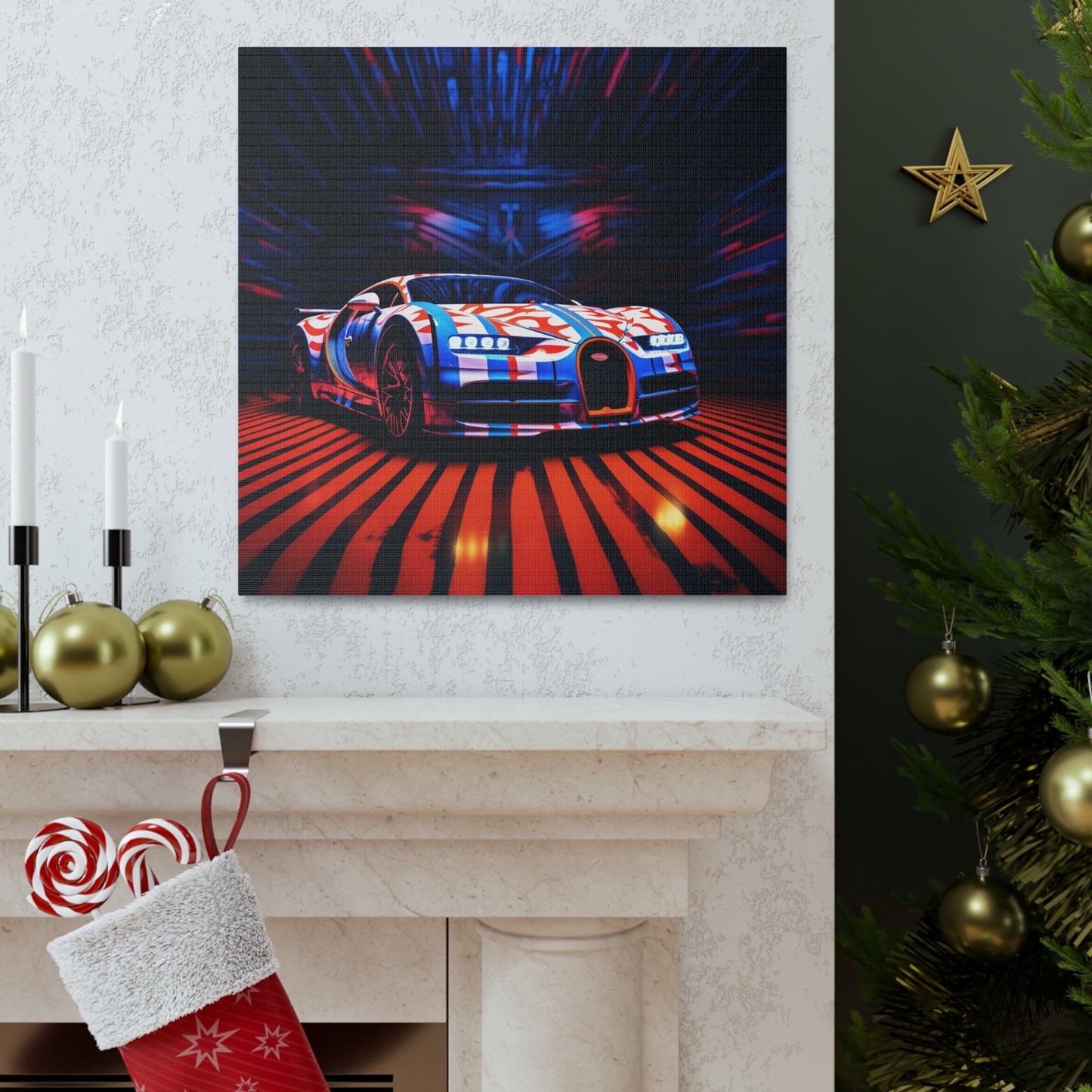 Canvas Gallery Wraps Macro Bugatti American Flag 1