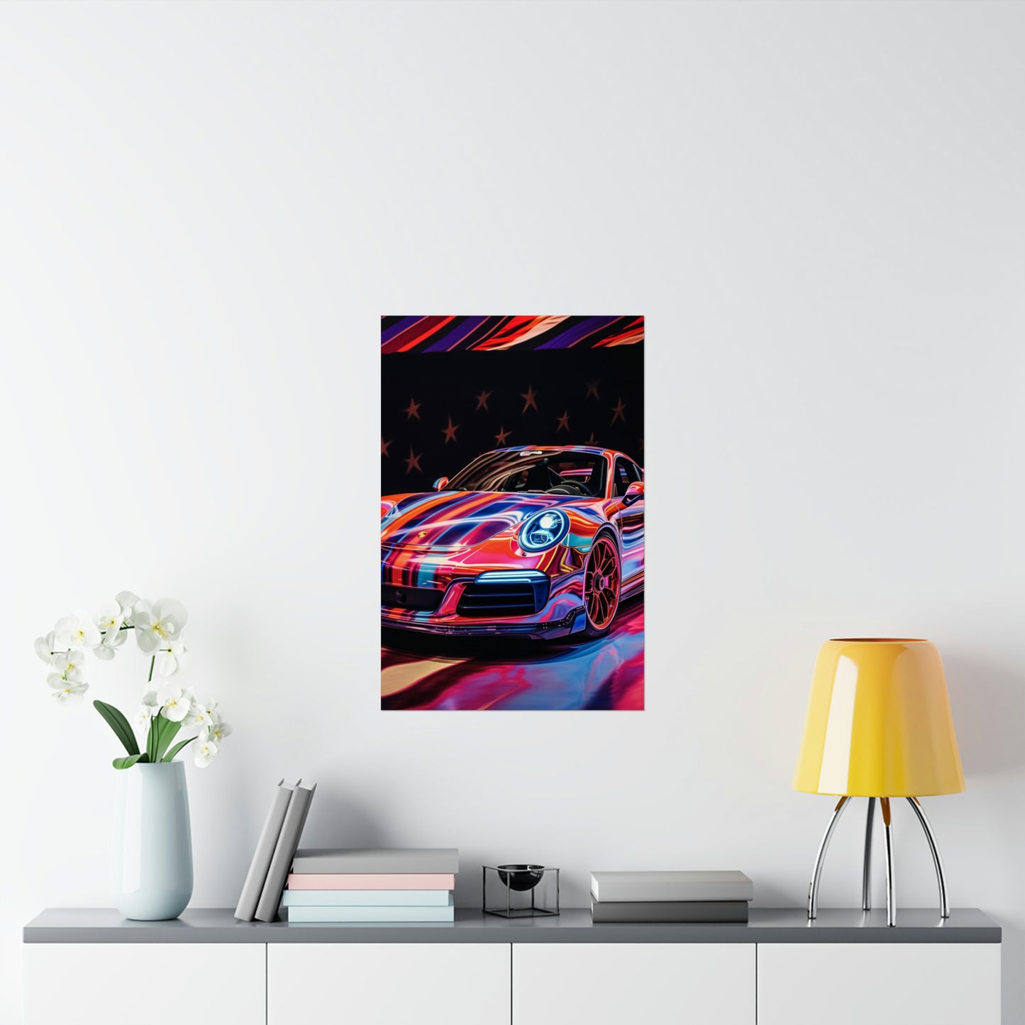 Premium Matte Vertical Posters American Flag Colored Porsche 4