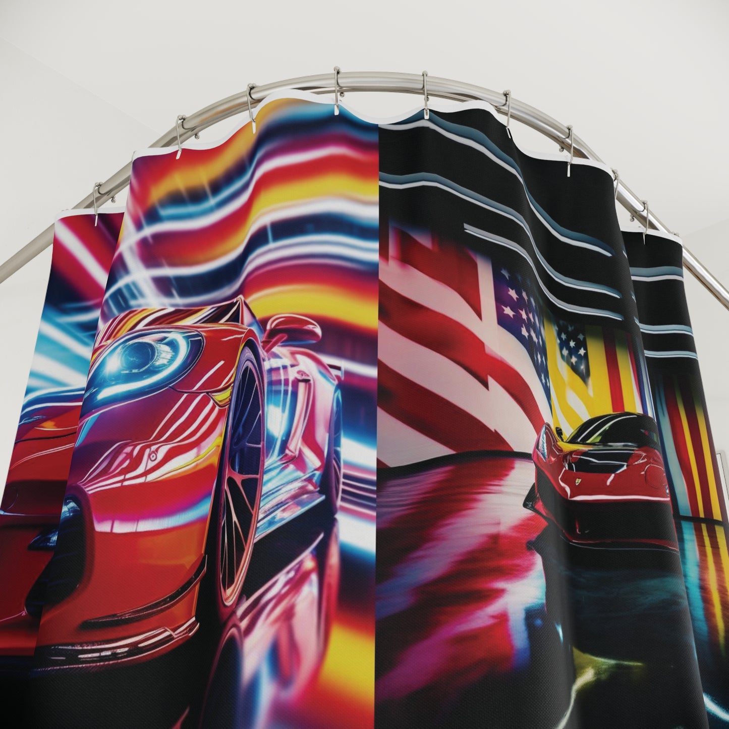 Polyester Shower Curtain Macro Flag Ferrari 5
