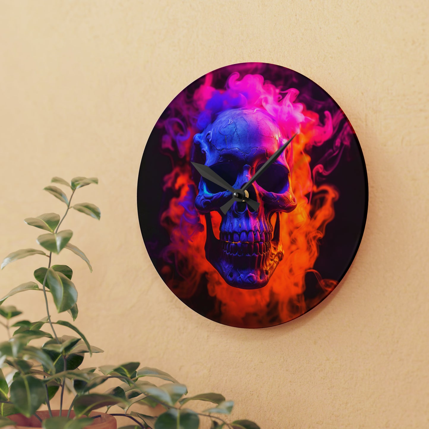 Acrylic Wall Clock Macro Skull 4