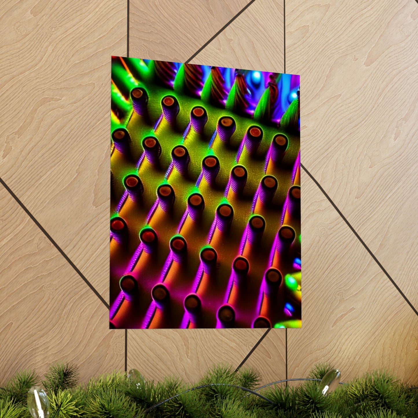 posters Macro Cactus neon square 1