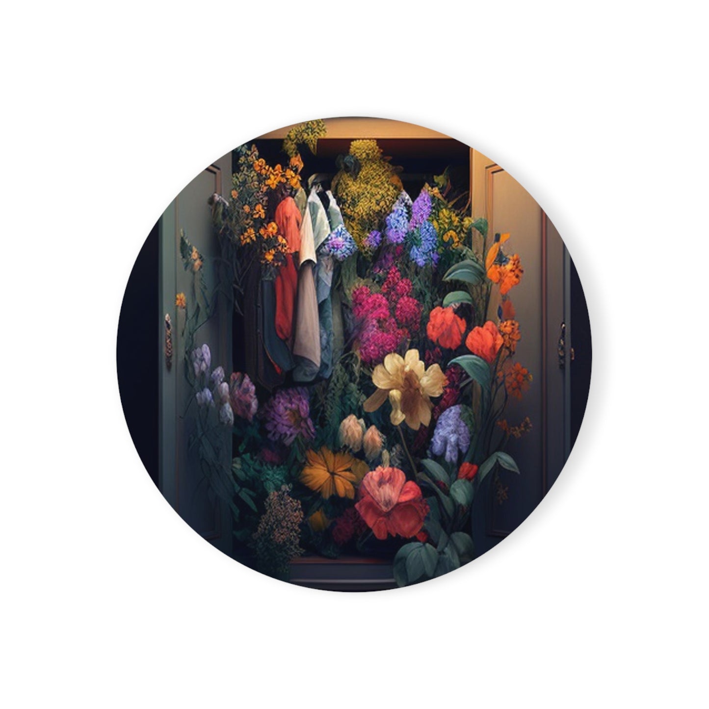 Cork Back Coaster A Wardrobe Surrounded by Flowers 4