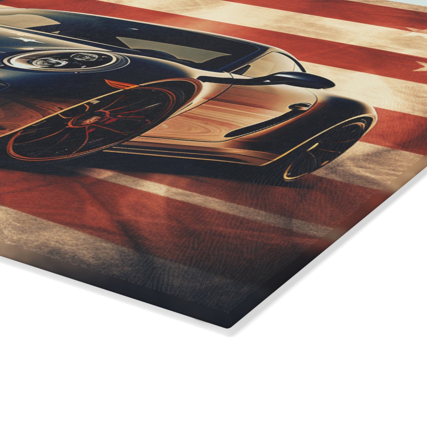 Glass Cutting Board Abstract American Flag Background Porsche 3