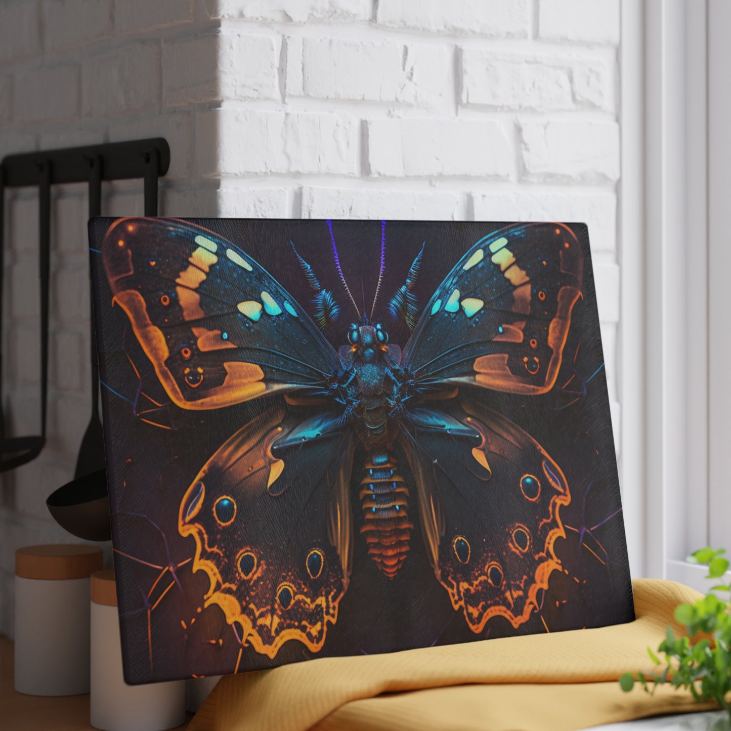 Glass Cutting Board Neon Hue Butterfly 2