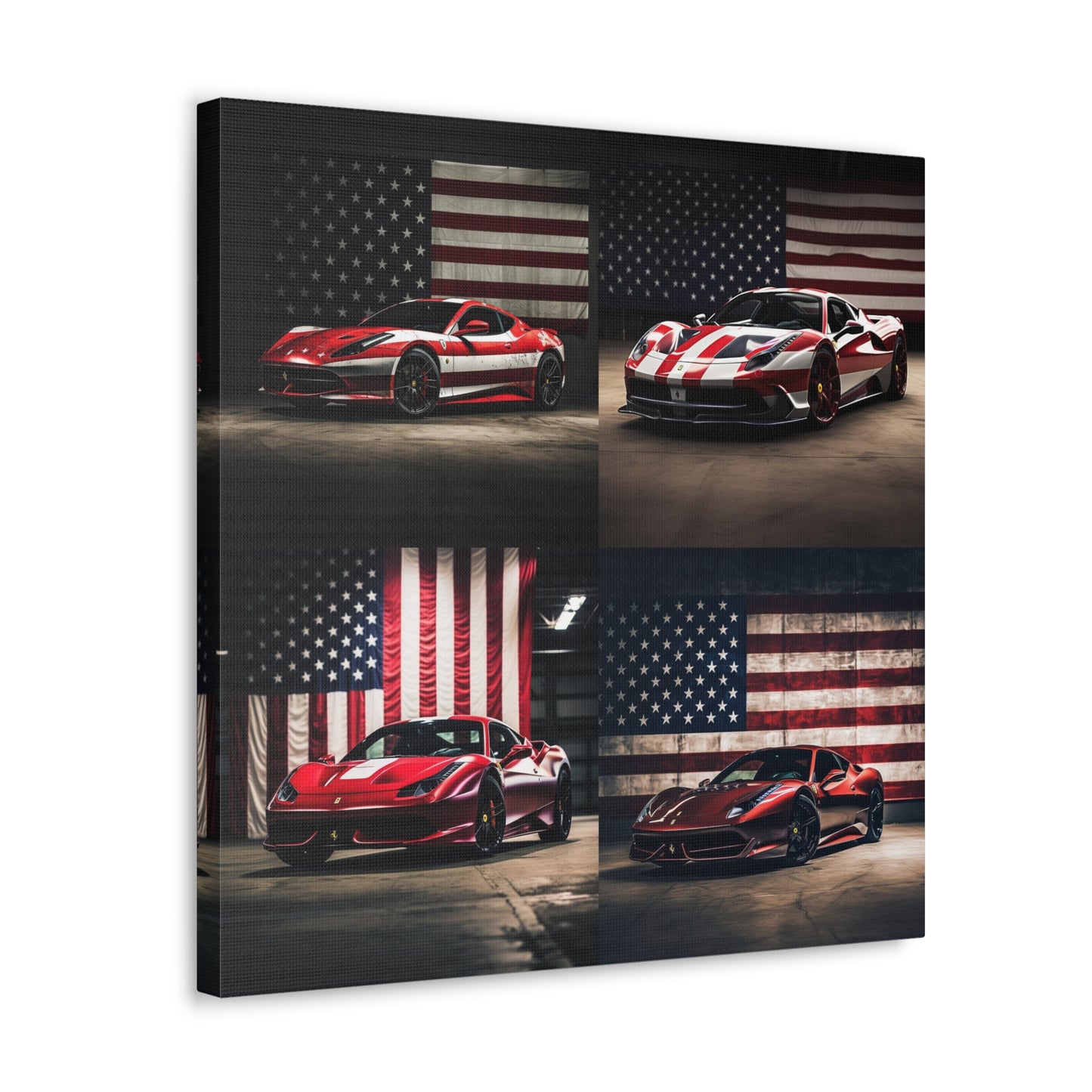 Canvas Gallery Wraps American Flag Background Ferrari 5