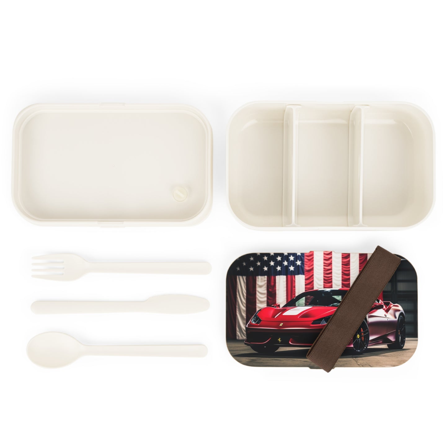 Bento Lunch Box American Flag Background Ferrari 3