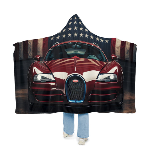 Snuggle Hooded Blanket American Flag Background Bugatti 1