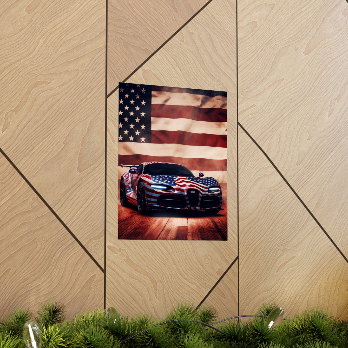 Premium Matte Vertical Posters Abstract American Flag Background Bugatti 2