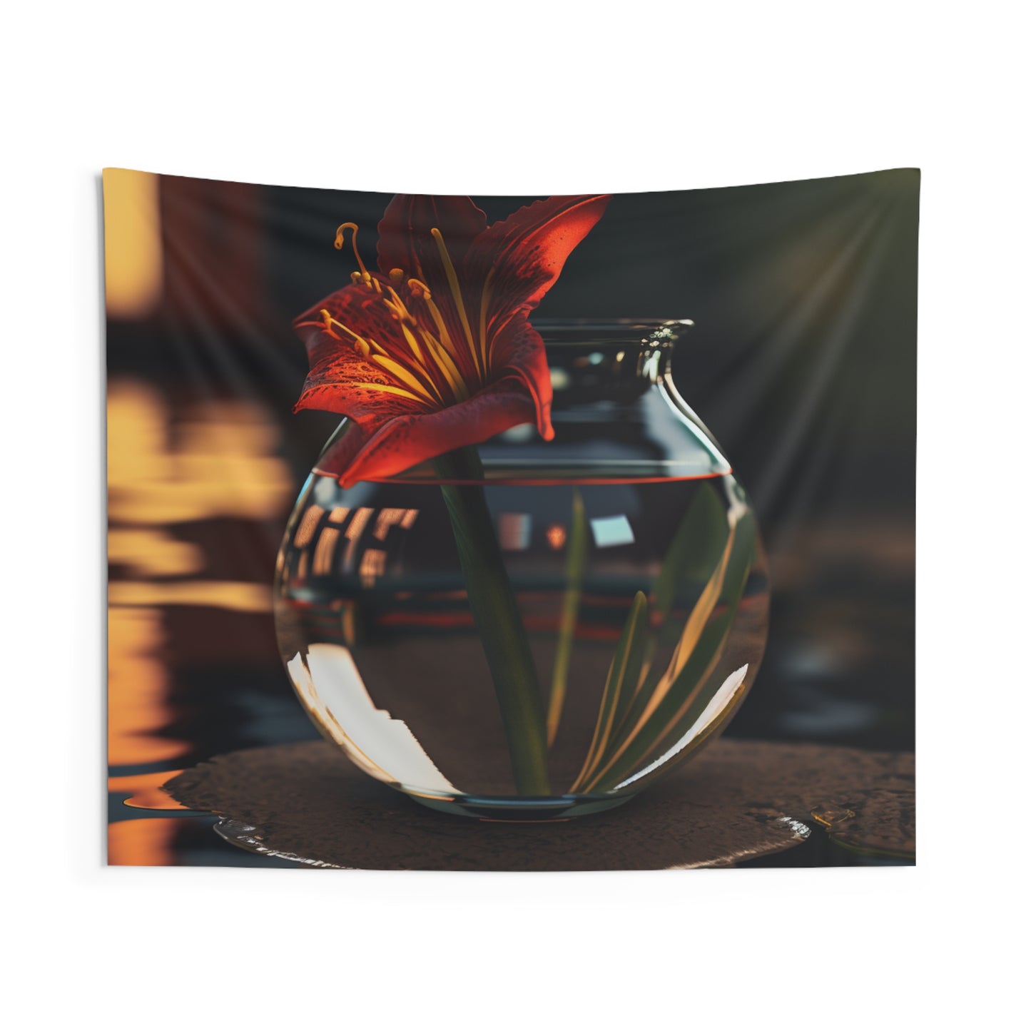 Indoor Wall Tapestries Red Lily in a Glass vase 2