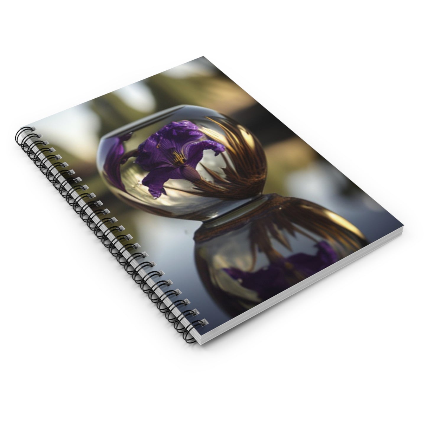 Spiral Notebook - Ruled Line Purple Iris in a vase 2