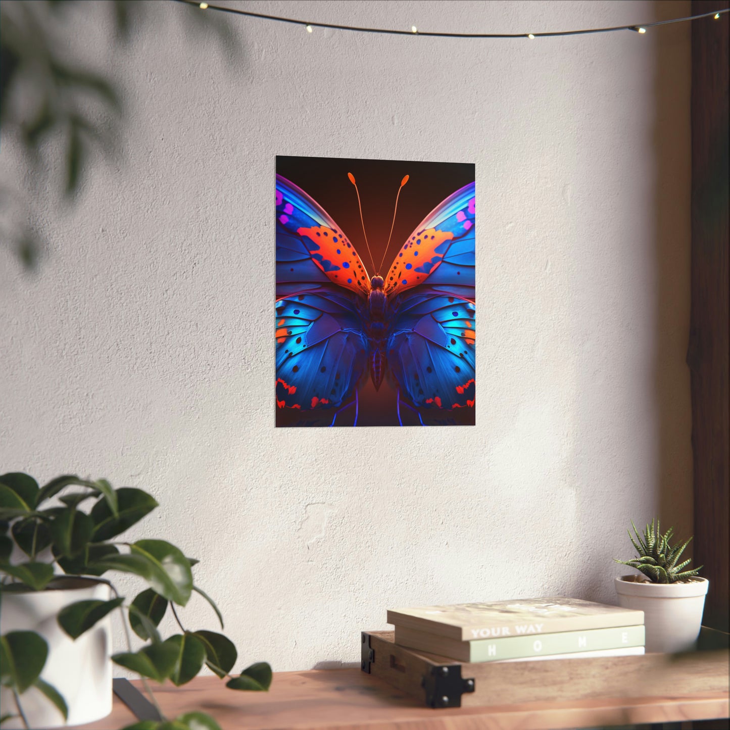 Premium Matte Vertical Posters Neon Butterfly Macro 3