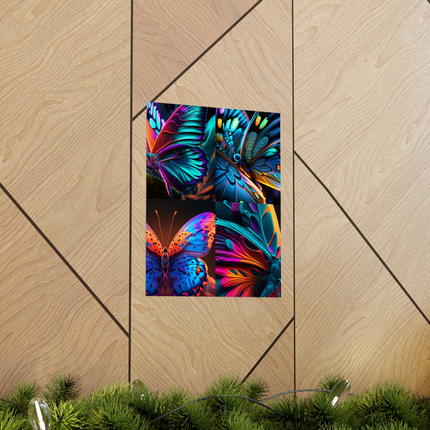 Premium Matte Vertical Posters Neon Butterfly Macro 5