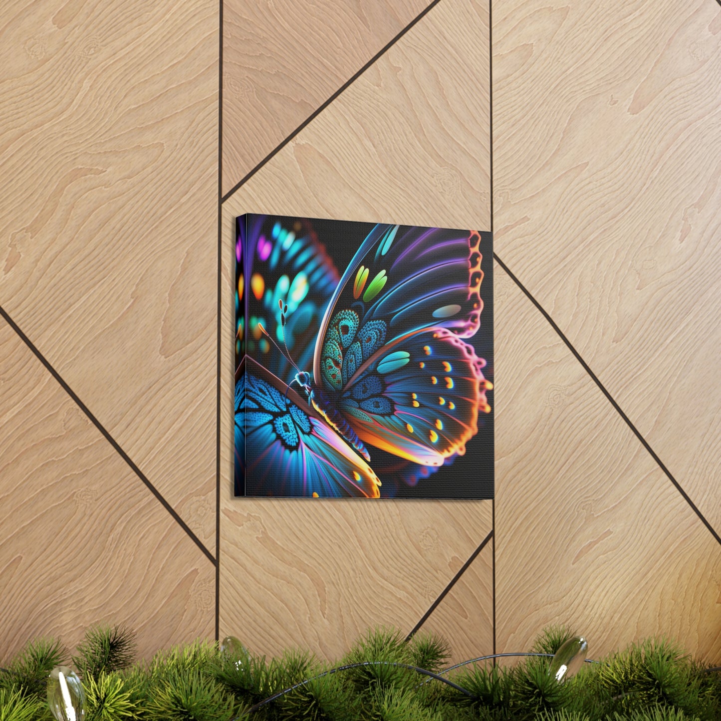 Canvas Gallery Wraps Neon Butterfly Macro 2