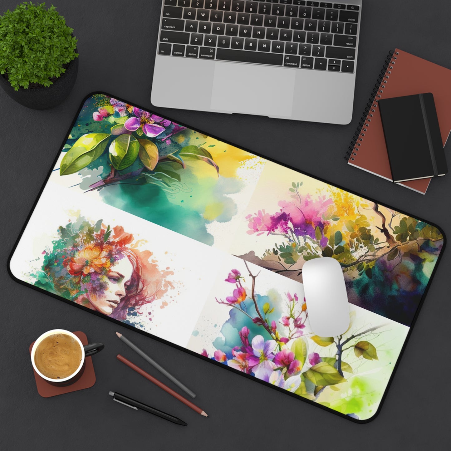 Desk Mat Mother Nature Bright Spring Colors Realistic Watercolor 5