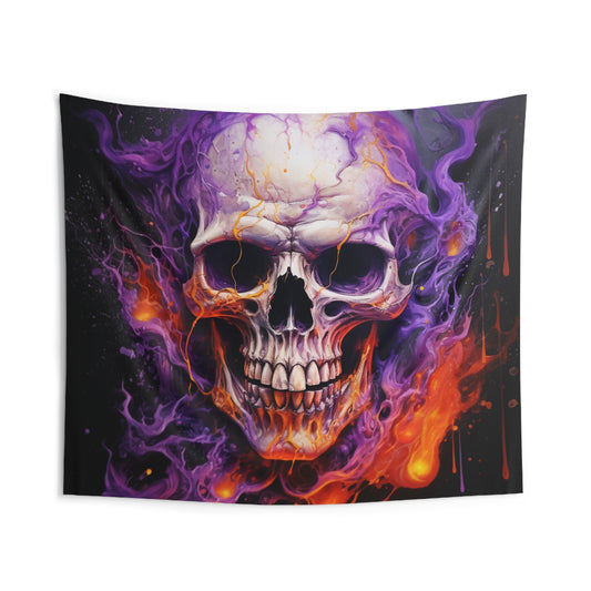 Indoor Wall Tapestries Skull Flames 2