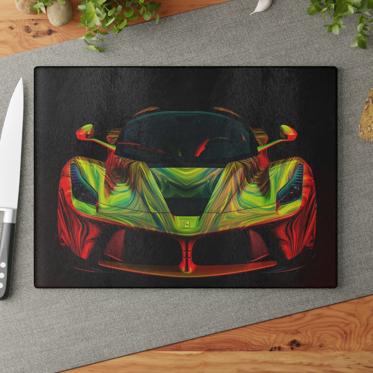 Glass Cutting Board Ferrari Neon 1