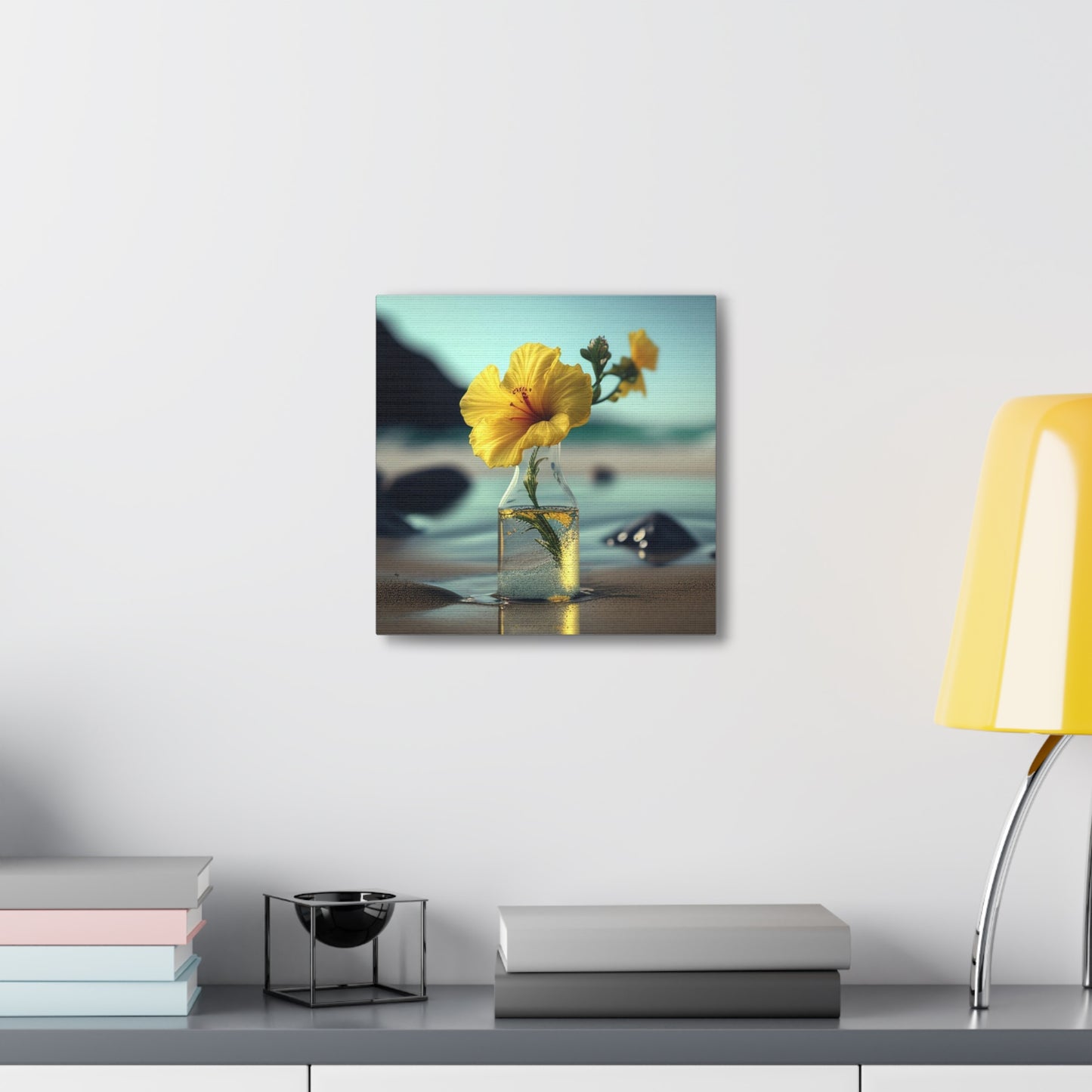 Canvas Gallery Wraps Yellow Hibiscus glass 3