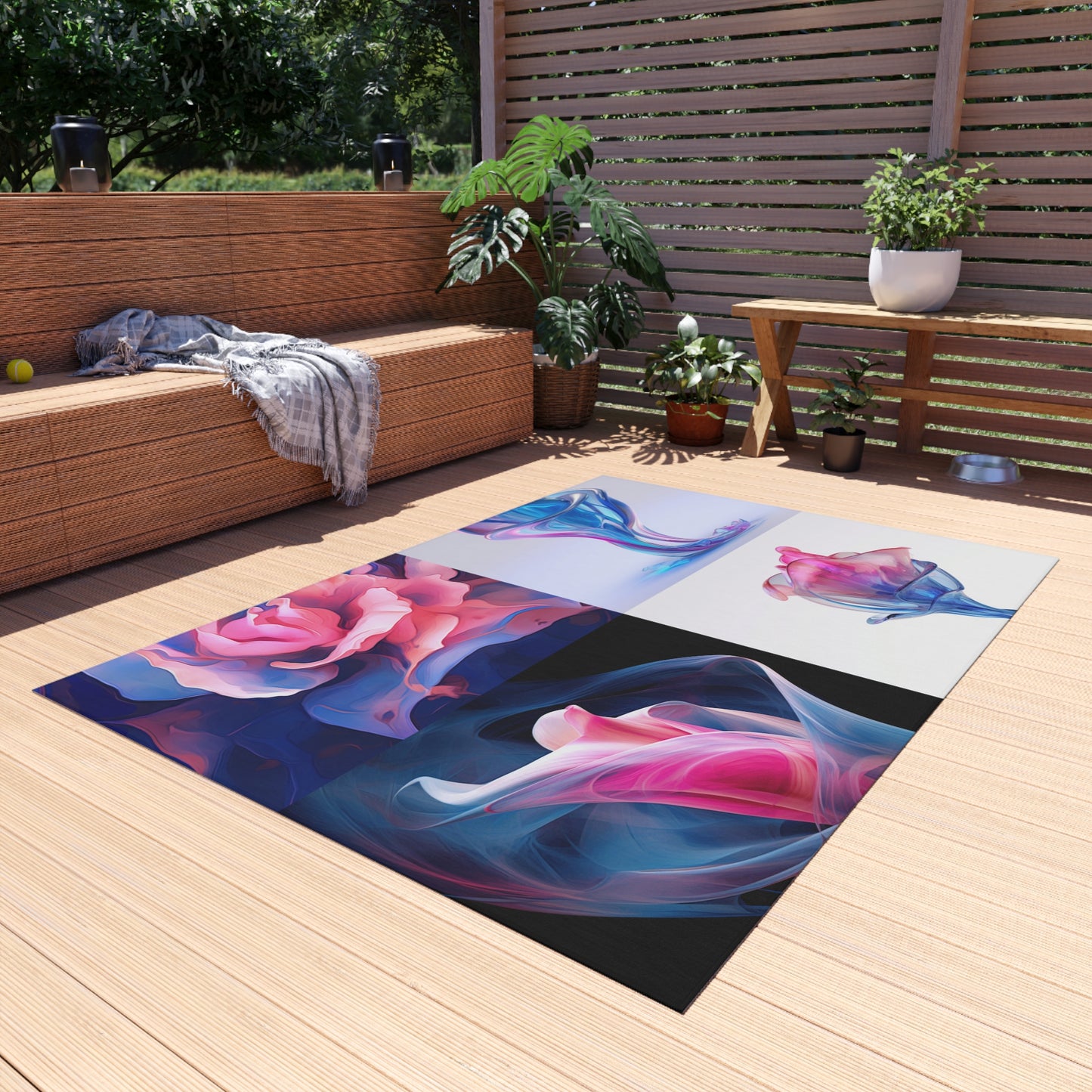 Outdoor Rug  Pink & Blue Tulip Rose 5