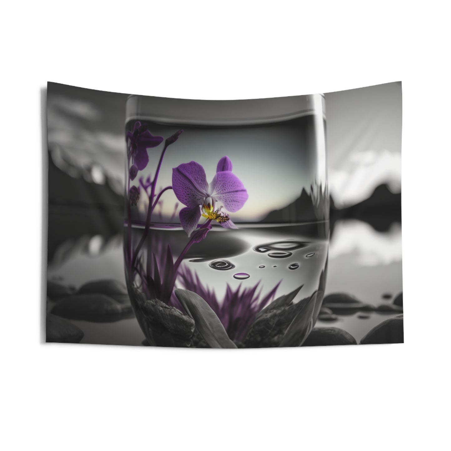 Indoor Wall Tapestries Purple Orchid Glass vase 2