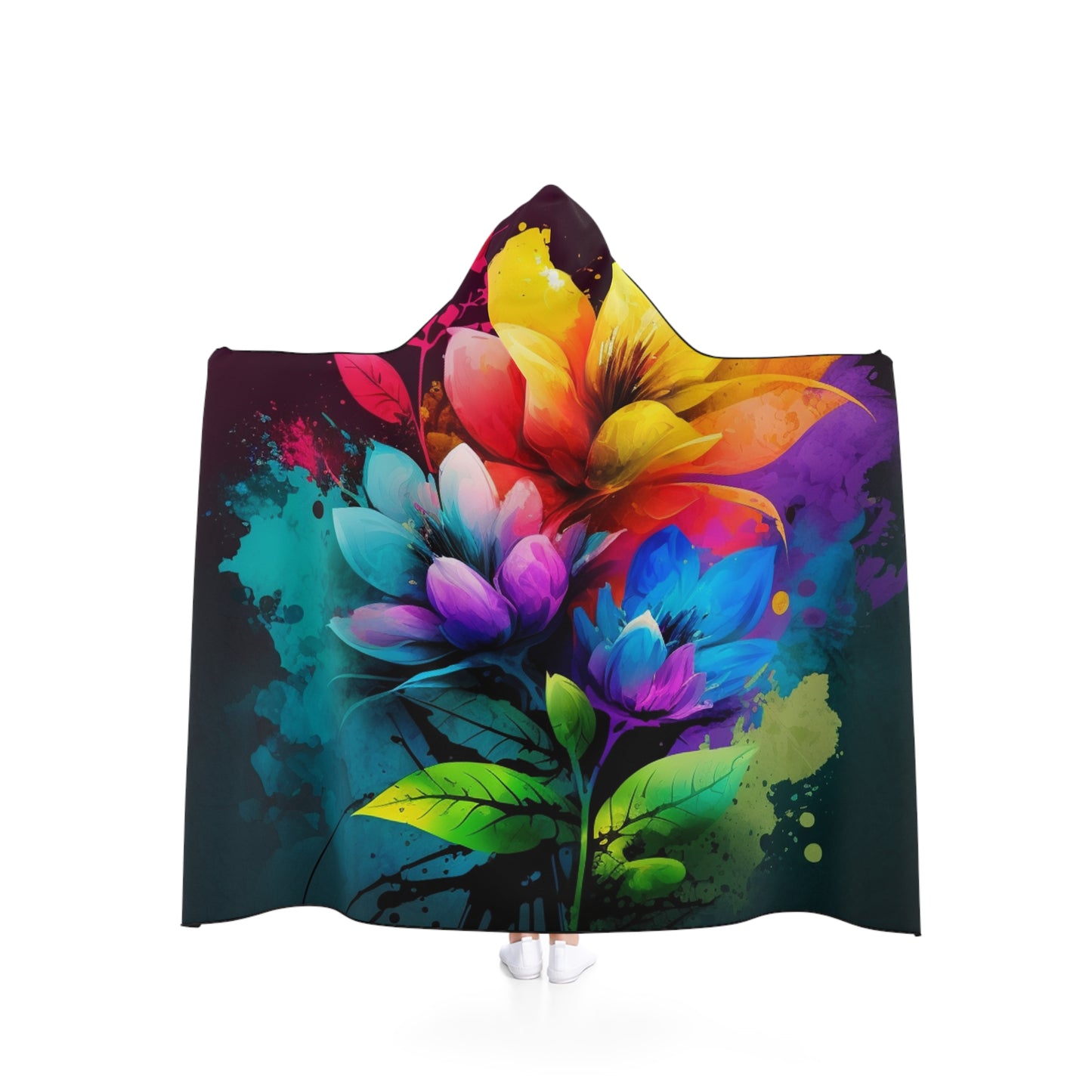 Hooded Blanket Bright Spring Flowers 3